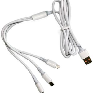 3v1 nabíjecí kabel USB 2.0 - USB-C, Micro USB, lightning - Bílý