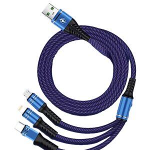 3v1 nabíjecí kabel USB 2.0 - USB-C, Micro USB, lightning 1,2m - Modrý