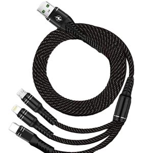 3v1 nabíjecí kabel USB 2.0 - USB-C, Micro USB, lightning 1,2M - Černo-šedý