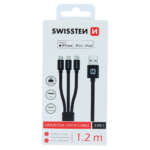 DATOVÝ KABEL TEXTILE 3in1 MFi 1,2 M ČERNÝ (Lightning, USB-C, Micro USB) - Obrázek 2