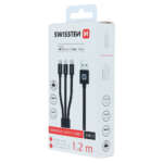 DATOVÝ KABEL TEXTILE 3in1 MFi 1,2 M ČERNÝ (Lightning, USB-C, Micro USB) - Obrázek 3