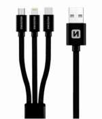 DATOVÝ KABEL TEXTILE 3in1 MFi 1,2 M ČERNÝ (Lightning, USB-C, Micro USB) - Obrázek 4