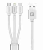 DATOVÝ KABEL TEXTILE 3in1 MFi 1,2 M STŘÍBRNÝ (Lightning, USB-C, Micro USB) - Obrázek 4