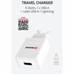 SÍŤOVÝ ADAPTÉR SMART IC 1x USB 1A POWER + DATOVÝ KABEL USB / LIGHTNING 1,2 M BÍLÝ
