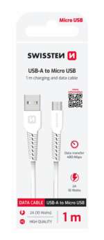 DATOVÝ KABEL USB / MICRO USB 1,0 M BÍLÝ