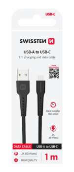 DATOVÝ KABEL USB / USB-C 1,0 M ČERNÝ