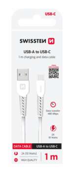 DATOVÝ KABEL USB / USB-C 1,0 M BÍLÝ