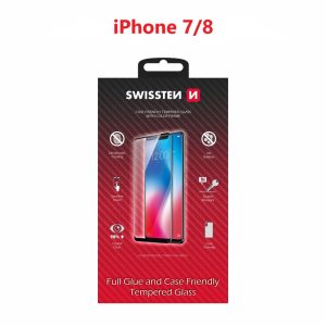 SKLO FULL GLUE, COLOR FRAME, CASE FRIENDLY PRO APPLE IPHONE 7/8 ČERNÉ