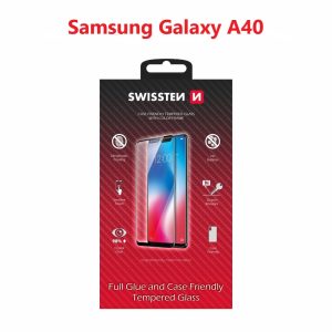 SKLO FULL GLUE, COLOR FRAME, CASE FRIENDLY PRO SAMSUNG A405 GALAXY A40 ČERNÉ
