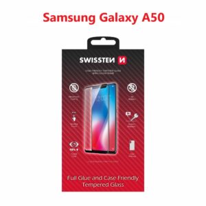 SKLO FULL GLUE, COLOR FRAME, CASE FRIENDLY PRO SAMSUNG A505 GALAXY A50 ČERNÉ