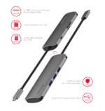 USB-C HUB 6-IN-1 (USB-C PD, 3X USB 3.0, SD, MICRO SD) ALUMINIUM - Obrázek 5
