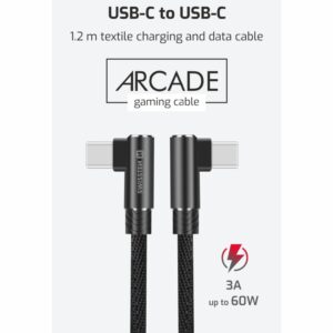 TEXTILNÍ DATOVÝ KABEL ARCADE USB-C / USB-C 1,2 M ČERNÝ