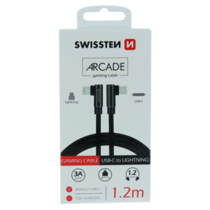 TEXTILNÍ DATOVÝ KABEL ARCADE USB-C / LIGHTNING 1,2 M ČERNÝ