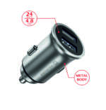 CL ADAPTÉR 2x USB 4,8A METAL SILVER (ECO BALENÍ) - Obrázek 2