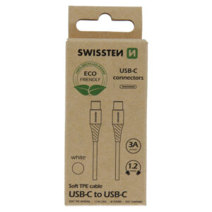 DATOVÝ KABEL USB-C/USB-C BÍLÝ 1,2M (ECO BALENÍ)