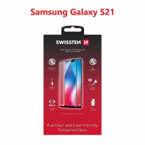 SKLO FULL GLUE, COLOR FRAME, CASE FRIENDLY PRO SAMSUNG G991 GALAXY S21 ČERNÉ