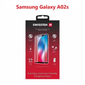 SKLO FULL GLUE, COLOR FRAME, CASE FRIENDLY PRO SAMSUNG A025 GALAXY A02s ČERNÉ