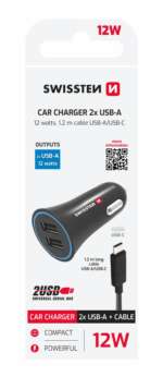 CL ADAPTÉR 2,4A POWER 2x USB + KABEL USB-C - Obrázek 2