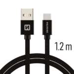 DATOVÝ KABEL TEXTILE USB / USB-C 1,2 M ČERNÝ - Obrázek 3