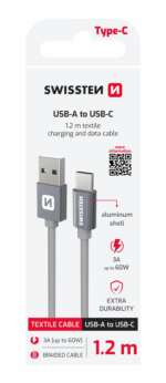 DATOVÝ KABEL TEXTILE USB / USB-C 1,2 M ŠEDÝ - Obrázek 2
