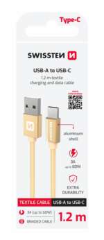 DATOVÝ KABEL TEXTILE USB / USB-C 1,2 M ZLATÝ - Obrázek 2