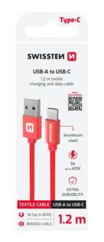 DATOVÝ KABEL TEXTILE USB / USB-C 1,2 M ČERVENÝ - Obrázek 2