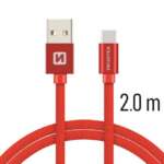 DATOVÝ KABEL TEXTILE USB / USB-C 2,0 M ČERVENÝ - Obrázek 3