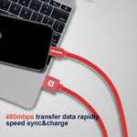 DATOVÝ KABEL TEXTILE USB / USB-C 2,0 M ČERVENÝ - Obrázek 5