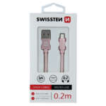 DATOVÝ KABEL TEXTILE USB / MICRO USB 0,2 M RŮŽOVO/ZLATÝ