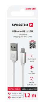 DATOVÝ KABEL TEXTILE USB / MICRO USB 1,2 M STŘÍBRNÝ - Obrázek 2