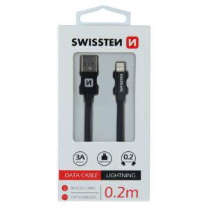 DATOVÝ KABEL TEXTILE USB / LIGHTNING 0,2 M ČERNÝ