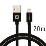 DATOVÝ KABEL TEXTILE USB / LIGHTNING 2,0 M ČERNÝ - Obrázek 3