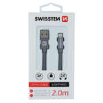 DATOVÝ KABEL TEXTILE USB / LIGHTNING 2,0 M ŠEDÝ - Obrázek 2