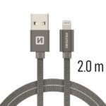 DATOVÝ KABEL TEXTILE USB / LIGHTNING 2,0 M ŠEDÝ - Obrázek 3