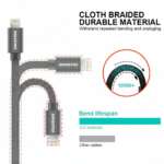 DATOVÝ KABEL TEXTILE USB / LIGHTNING 2,0 M ŠEDÝ - Obrázek 6