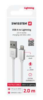 DATOVÝ KABEL TEXTILE USB / LIGHTNING 2,0 M STŘÍBRNÝ