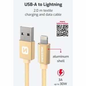 DATOVÝ KABEL TEXTILE USB / LIGHTNING 2,0 M ZLATÝ