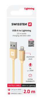 DATOVÝ KABEL TEXTILE USB / LIGHTNING 2,0 M ZLATÝ - Obrázek 2