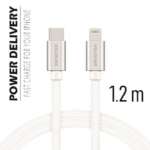DATOVÝ KABEL TEXTILE USB-C / LIGHTNING 1,2 M STŘÍBRNÝ - Obrázek 7