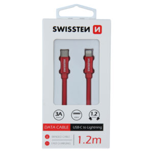 DATOVÝ KABEL TEXTILE USB-C / LIGHTNING 1,2 M ČERVENÝ