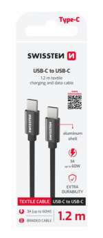 DATOVÝ KABEL TEXTILE USB-C / USB-C 1,2 M ČERNÝ - Obrázek 2