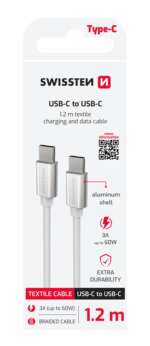 DATOVÝ KABEL TEXTILE USB-C / USB-C 1,2 M STŘÍBRNÝ