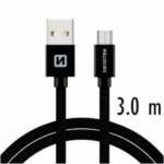 DATOVÝ KABEL TEXTILE USB / MICRO USB 3,0 M ČERNÝ - Obrázek 3