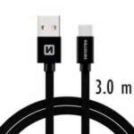 DATOVÝ KABEL TEXTILE USB / USB-C 3,0 M ČERNÝ - Obrázek 3
