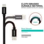 DATOVÝ KABEL TEXTILE USB / USB-C 3,0 M ČERNÝ - Obrázek 4