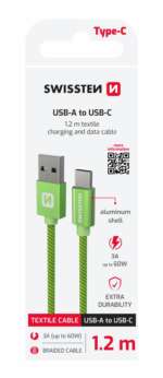 DATOVÝ KABEL TEXTILE USB / USB-C 1,2 M ZELENÝ - Obrázek 2