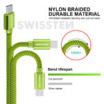 DATOVÝ KABEL TEXTILE USB / USB-C 1,2 M ZELENÝ - Obrázek 8