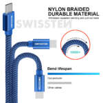 DATOVÝ KABEL TEXTILE USB / USB-C 1,2 M MODRÝ - Obrázek 6