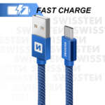 DATOVÝ KABEL TEXTILE USB / USB-C 2,0 M MODRÝ - Obrázek 6