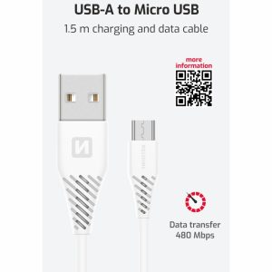 DATOVÝ KABEL USB / MICRO USB 1,5 M BÍLÝ (6,5mm)